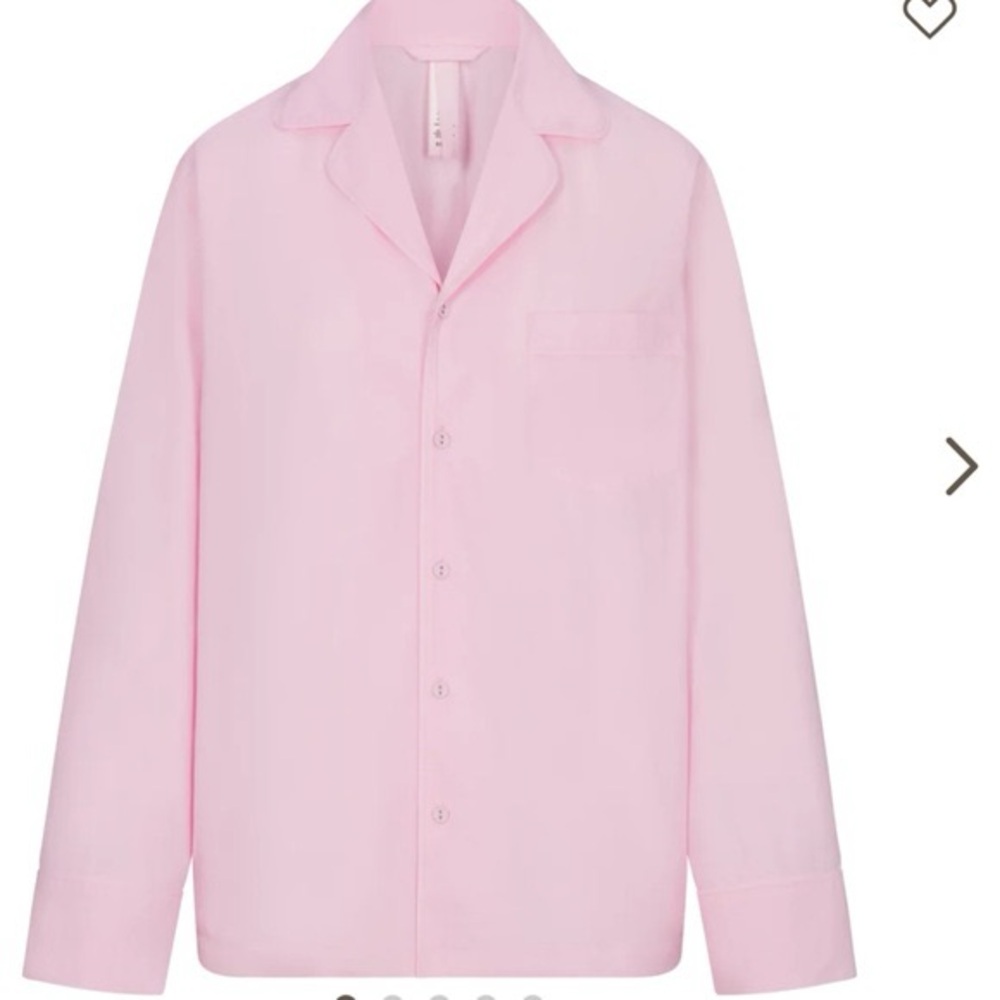 SKIMS POPLIN UNISEX SLEEP SHIRT BABY PINK